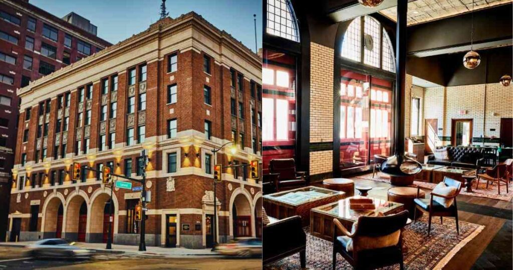 Luxury Romantic Hotels in Detroit for Couples Getaway. Luxury boutique room in Detroit Foundation Hotel, Detroit, MI